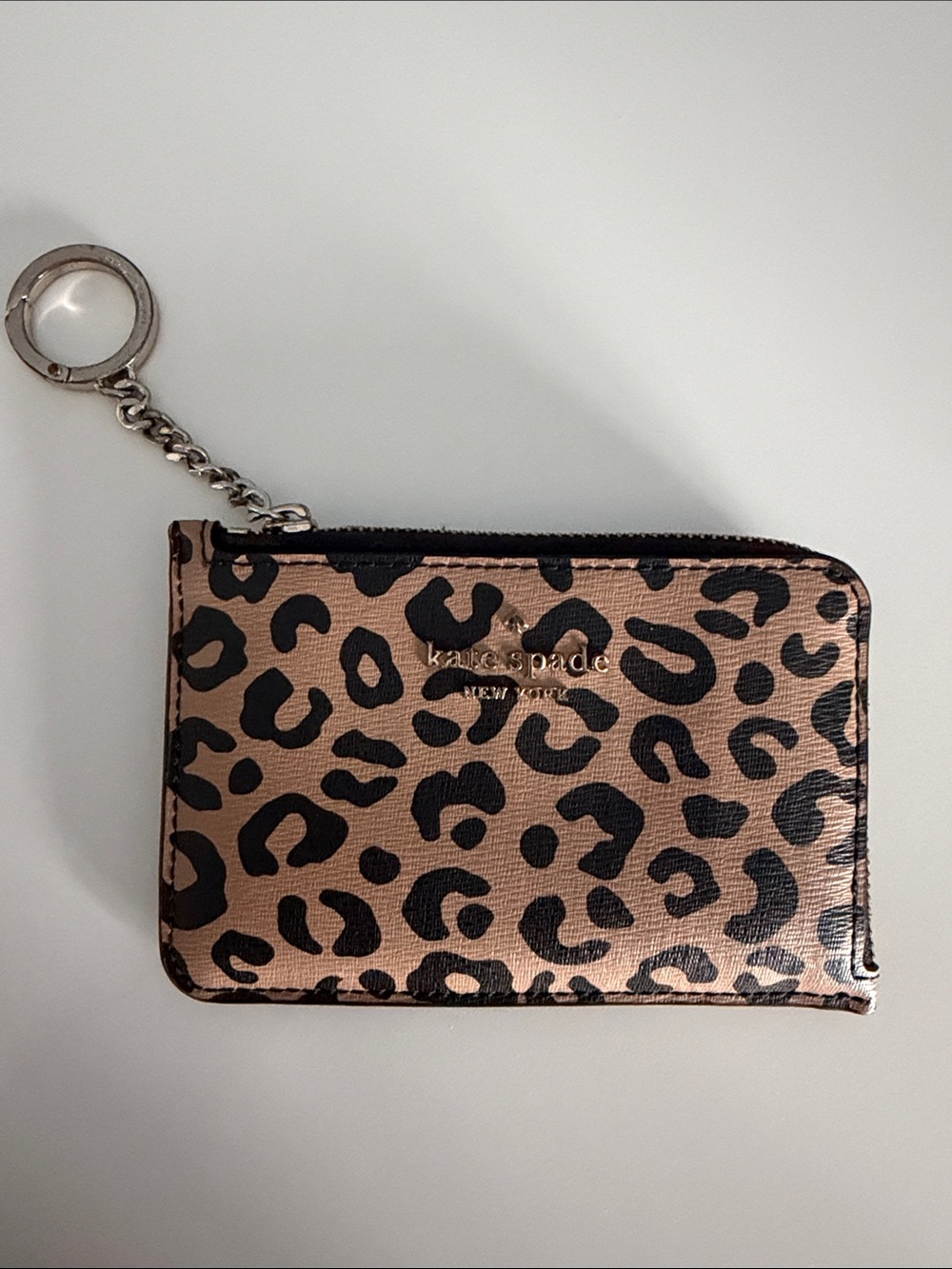 kate spade Leopard Zip Card Case Keyring